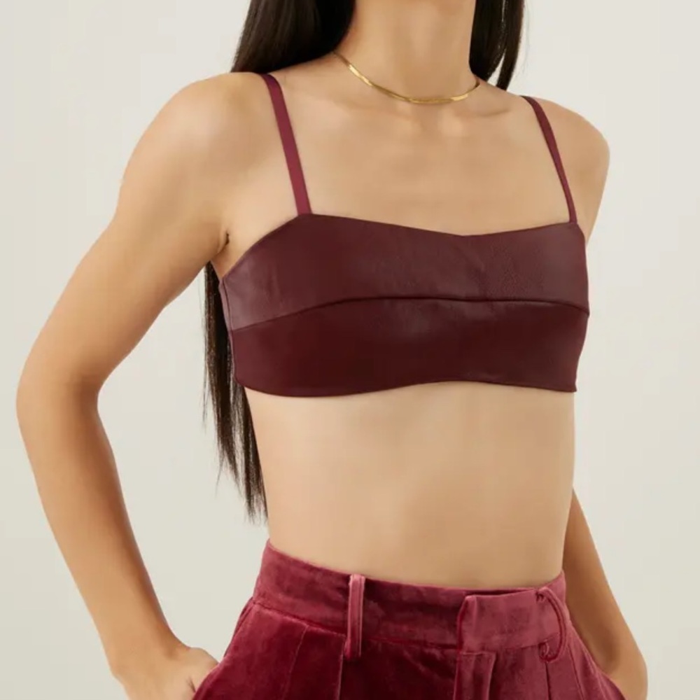 NWT Love Bonito, Padded Pleather Bralette in Ruby red